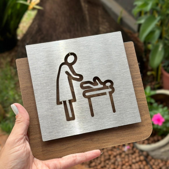 Placa para Fraldário - Banheiro - Sanitário - Ágata Inox