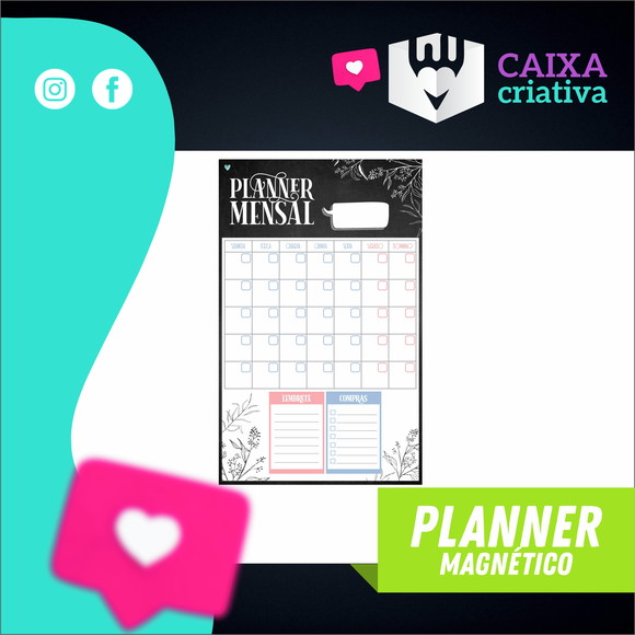 Planner Mensal Magnético para Geladeira