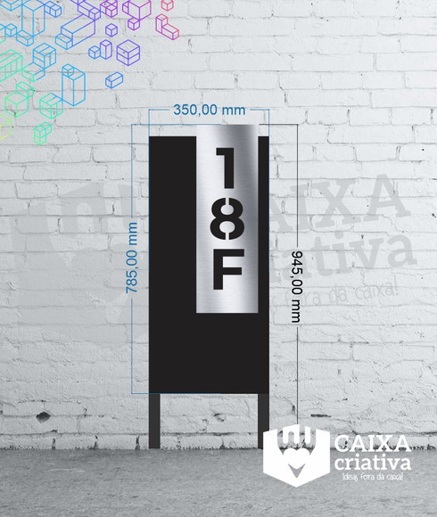 Totem Residencial Acm com Inox - 35x78,5 Pé para Jardim