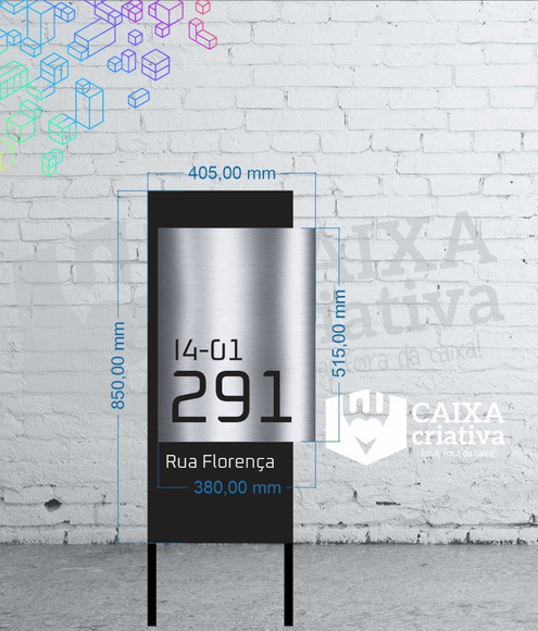 Totem Residencial Acm com Inox - 40,5x85 Pé para Jardim