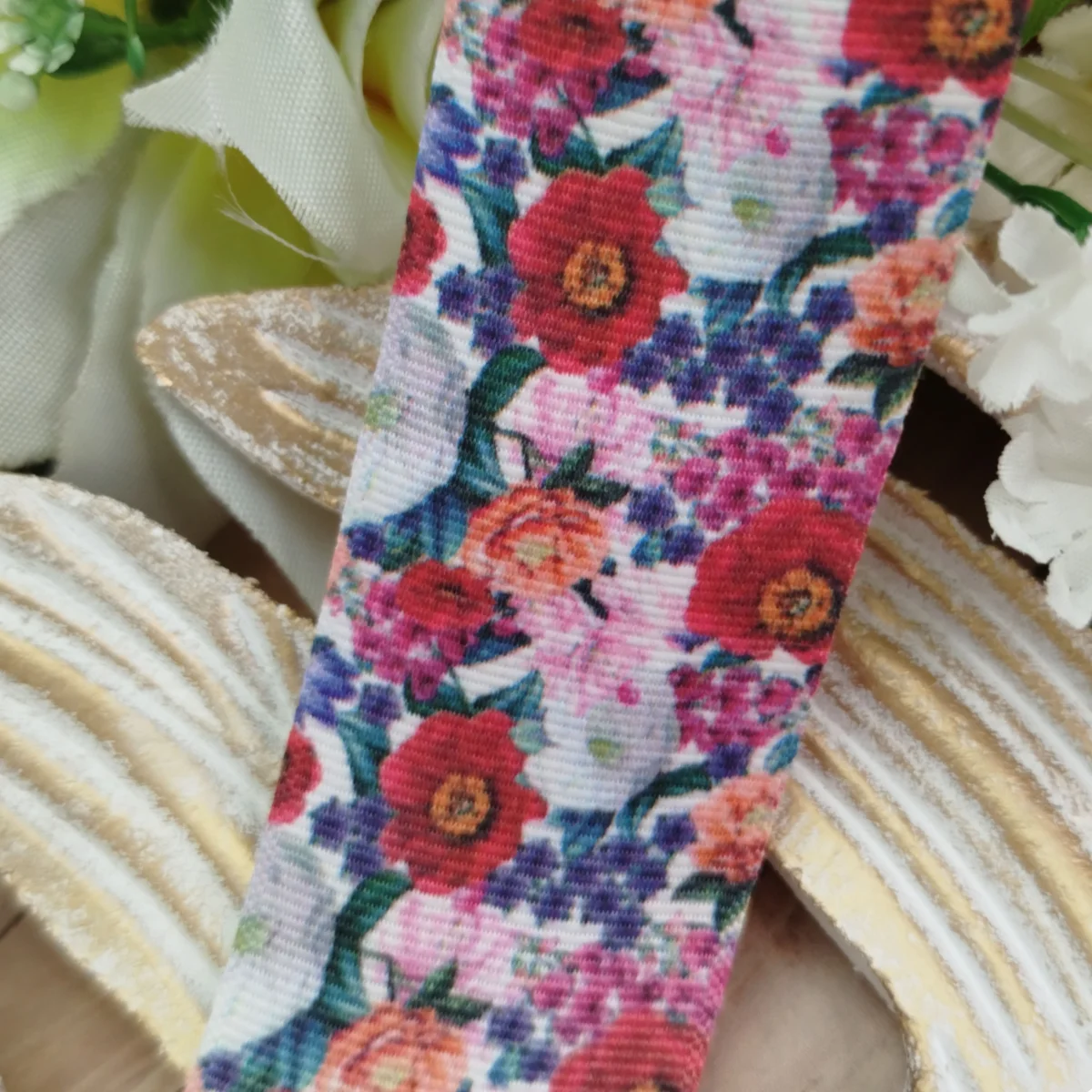 Fita Gorgurão 38mm No 09 Estampa Jardim Florido Multicolorido Vibrante - Imagem 1