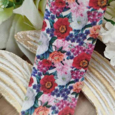Fita Gorgurão 38mm No 09 Estampa Jardim Florido Multicolorido Vibrante