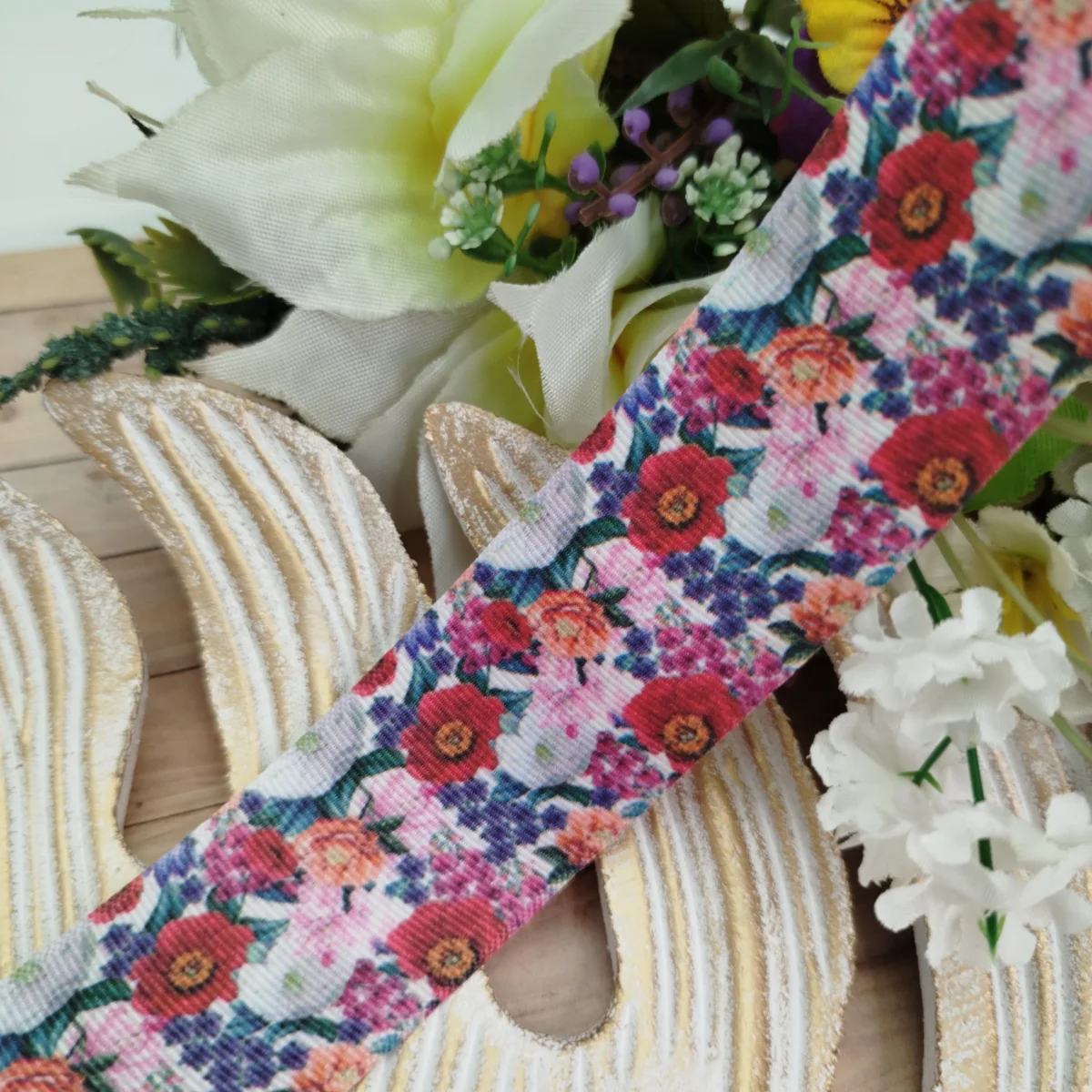 Fita Gorgurão 38mm No 09 Estampa Jardim Florido Multicolorido Vibrante - Imagem 3