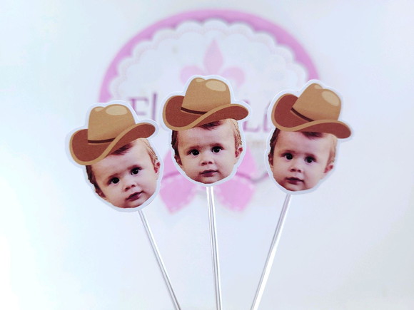Topper de Docinho Rostinho Fazendinha Cowboy com Foto