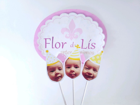 Topper de Doce Rostinho Margarida com Foto e Chapeuzinho