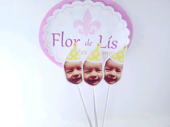 Topper de Doce Rostinho Margarida com Foto e Chapeuzinho