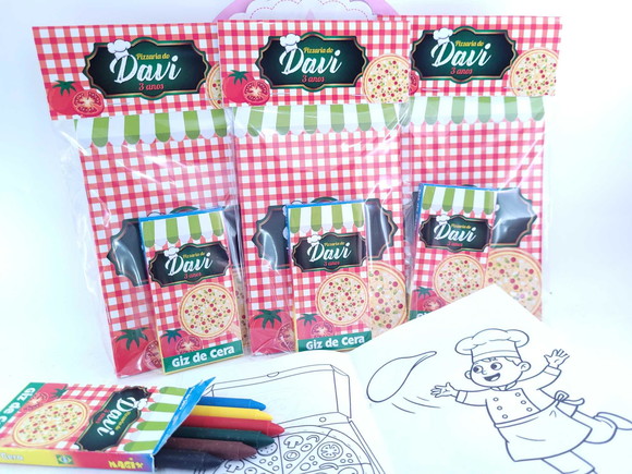 Kit de Colorir Personalizado Pizzaria Lembrancinha Italia