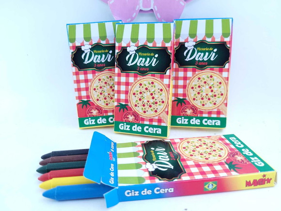 Giz de Cera 6 Cores Festa Pizzaria Cantina para Colorir