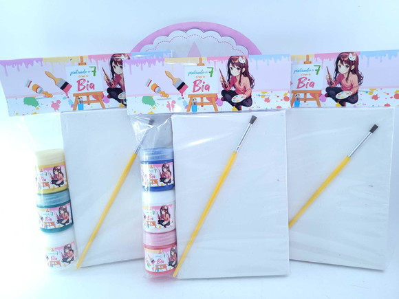 Kit Pintura Pintando o Sete Menina Tela 10x15 com Guache