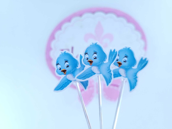 Toppers de Docinhos Passarinho Jardim Branca de Neve
