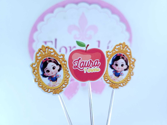 Toppers Docinhos Branca de Neve Espelho e Maçã