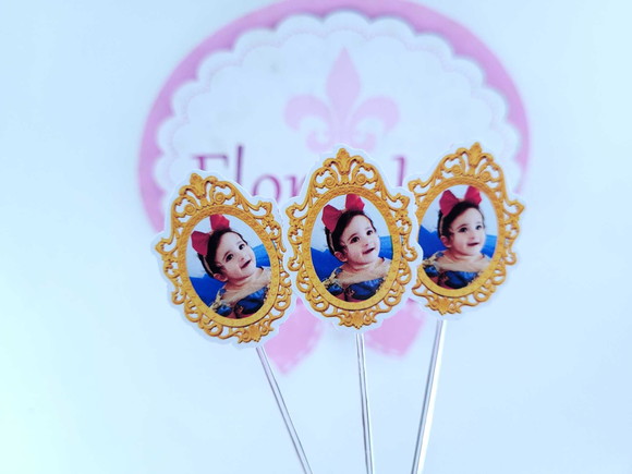 Toppers Docinhos Espelho da Branca de Neve com Foto