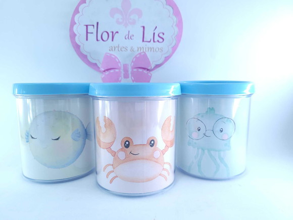 Caneca Rosqueável Fundo do Mar Aquarela Animais Marinhos