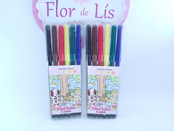 Canetinhas Personalizada 6 Cores para Pintar Bobbie Goods