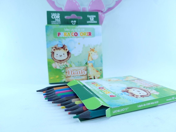Lápis de Colorir Safari Baby Aquarela 12 Cores Personalizado