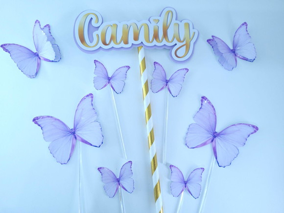 Cake Topper Borboletas Jardim Encantado Topo de Bolo