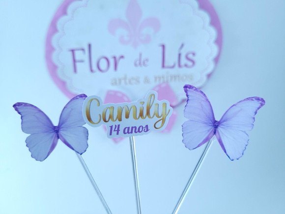 Toppers de Docinhos Borboletas Lilás Jardim Encantado