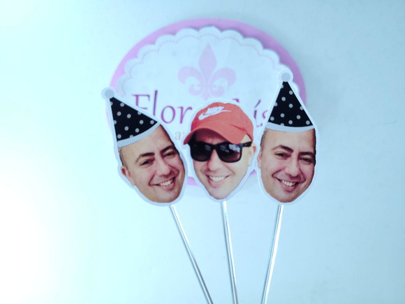 Toppers de Doce Rostinho Adulto com Foto e Chapeuzinho - Imagem 4