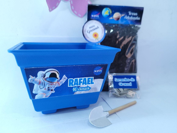 Kit Vamos Plantar Astronauta Nasa Personalizado Jardinagem