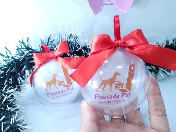 Bolinha de Natal Empresa com Logo Petshop Personalizada