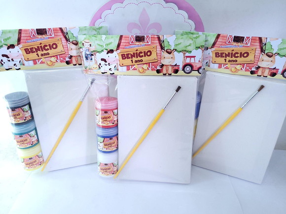 Kit Pintura Lembrancinha Fazendinha Aquarela Tinta e Tela