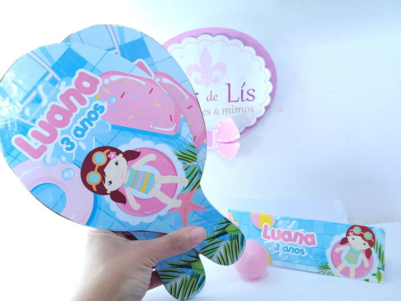 Raquete Personalizada Pool Party Menina