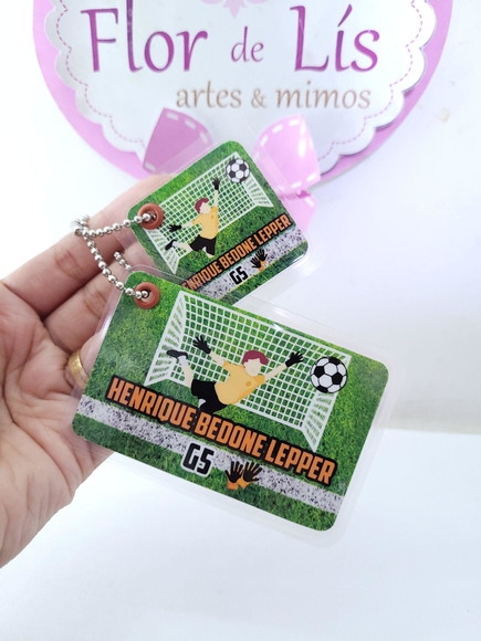 Chaveiro Escolar Futebol Goleiro para Mochila e Lancheira