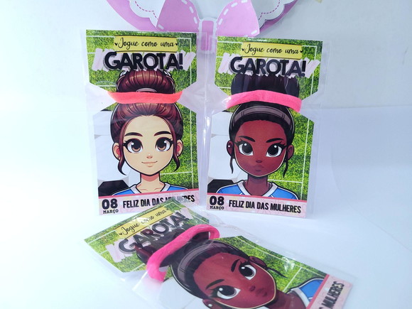 Tag Dia das Mulheres com Xuxinha de Cabelo Esporte Futebol