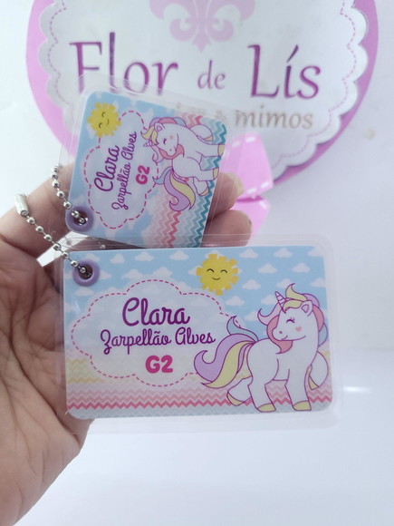 Tag Chaveiro Escolar Unicórnio para Mochila e Lancheira