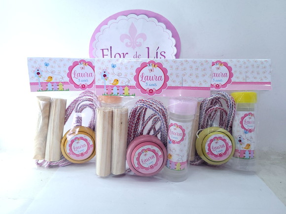 Kit Diversão Jardim Encantado Floral Corda Bolha e Ioiô