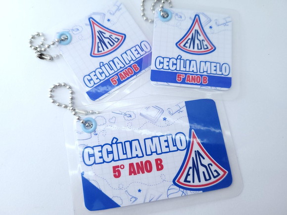 Trio Chaveiro Escolar Logo para Mochila Lancheira e Estojo