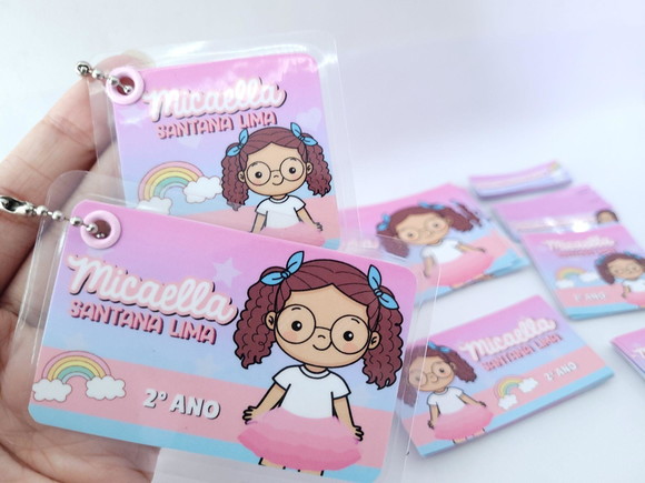 Kit Etiqueta Escolar Menina com Chaveiro Mochila e Lancheira