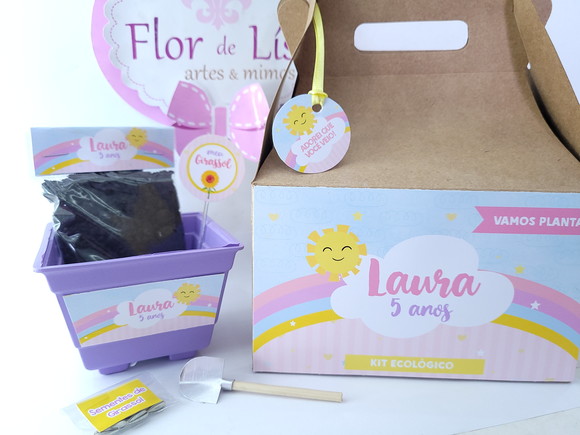 Kit Vamos Plantar na Maleta Arco Íris e Raio de Sol Caixinha