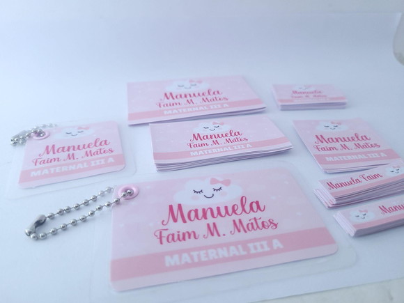 Kit Etiqueta Escola Nuvem Chaveiro Mochila e Lancheira