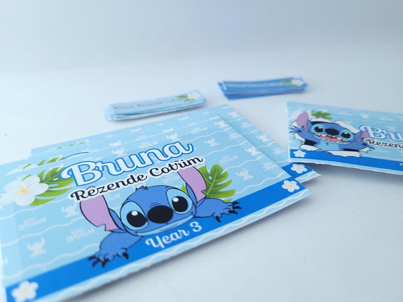 Kit Etiqueta Escolar Stitch Menina Azul