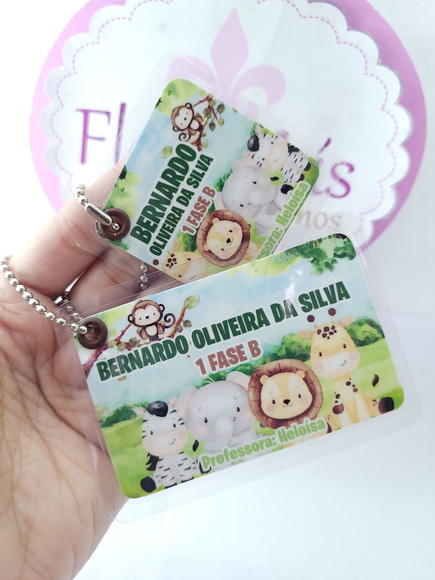 Kit Chaveiro Escolare Safari Tag para Mochila e Lancheira