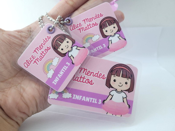 Kit 3 Chaveiro Escolar Menina para Mochila Lancheira Estojo