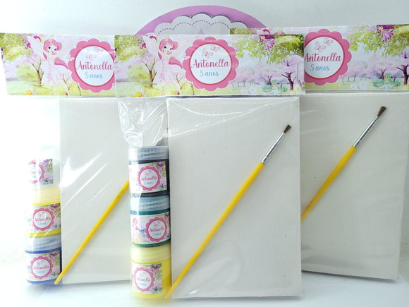 Kit Pintura Lembrancinha Jardim das Fadas Tela e Guache