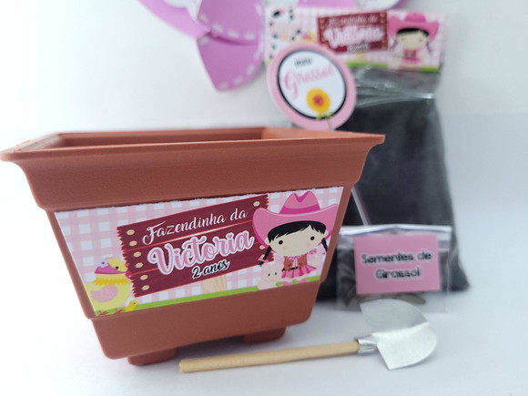 Kit Plantação Lembrancinha Fazendinha Rosa