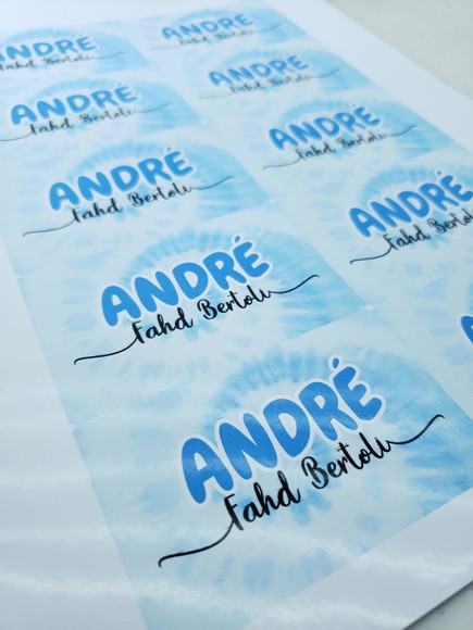 Etiqueta Escolar para Caderno Tie Dye Azul