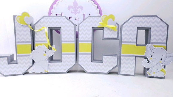 Letras 3d Chá de Bebê Elefantinho