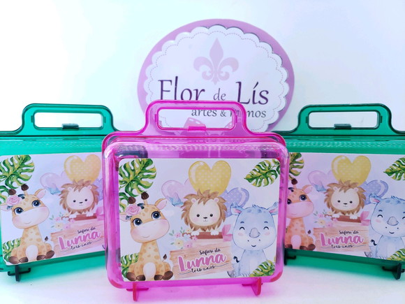 Maletinha Acrílica Personalizada Safari Baby Menina