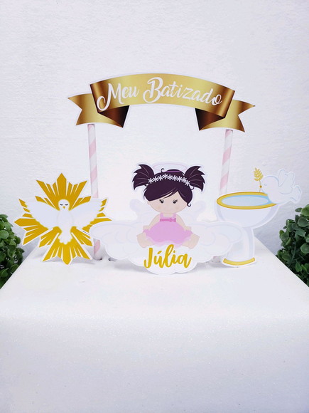 Cake Topper Batizado Menina Topo Bolo
