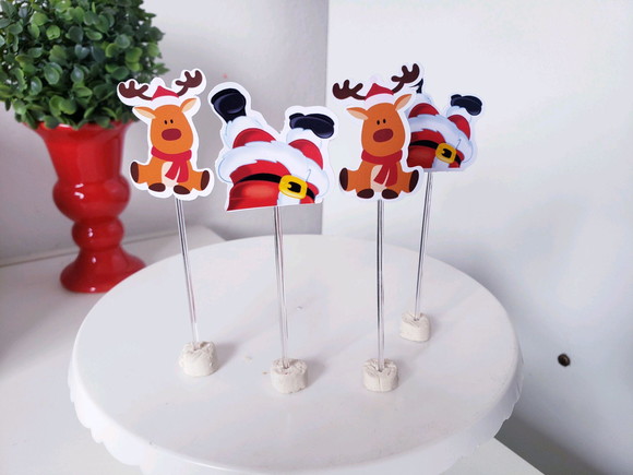 Toppers Docinho Natal Rena e Papai Noel