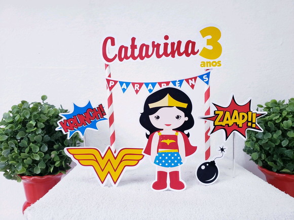 Cake Topper Mulher Maravilha Topo Bolo