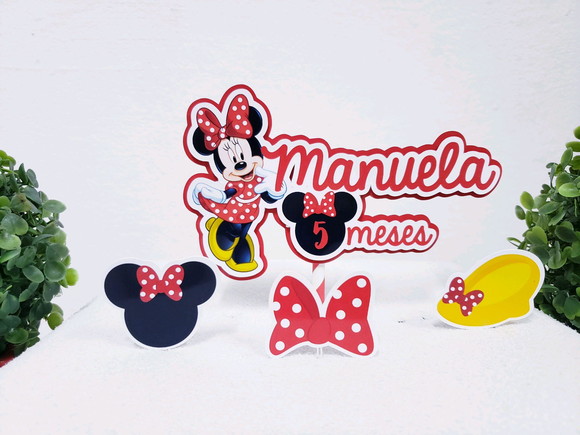 Topo de Bolo Minnie com Apliques Mesversário