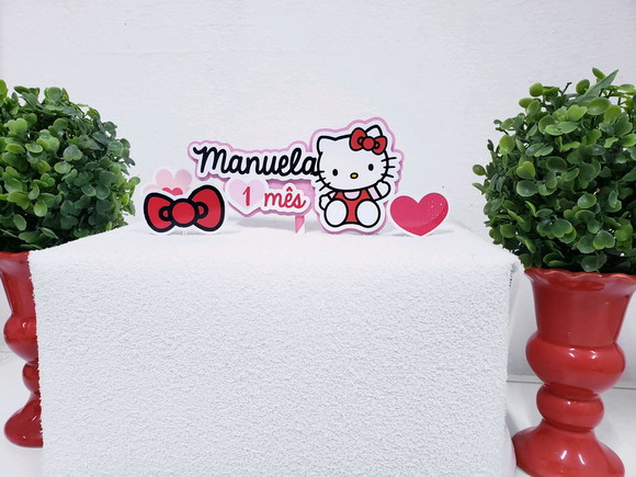Topo de Bolo Hello Kitty com Apliques Mesversário