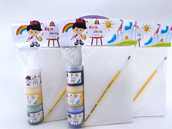 Kit Pintura Aquarela Menina Tela 10x15