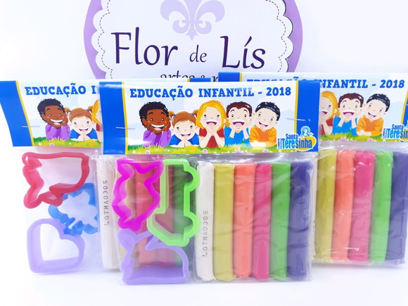 Massinha Personalizada com Cortadores Brinde Escolar Logo