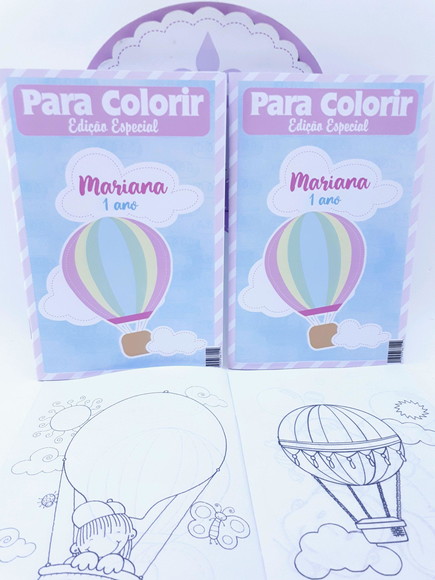 Revistinha Colorir Balões Menina Cor Pastel